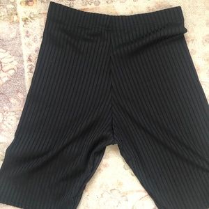 Black Ribbed Biker Shorts